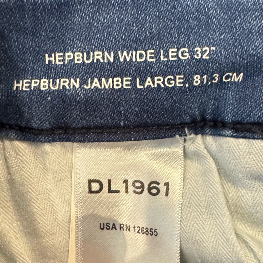 DL1961 Hepburn Wide Leg 32” Blue Jeans High Rise Orlena Wash Stretch Size 26 - Picture 11 of 13